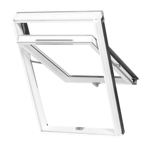 High pivot white painted wooden roof window