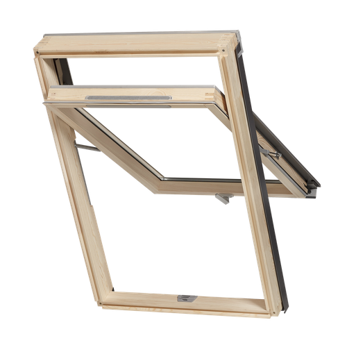High pivot wooden roof window